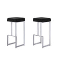 24.5 In. H Gray Finish Low Back Metal Bar Stool With Faux Leather Square Seat Set Of 2