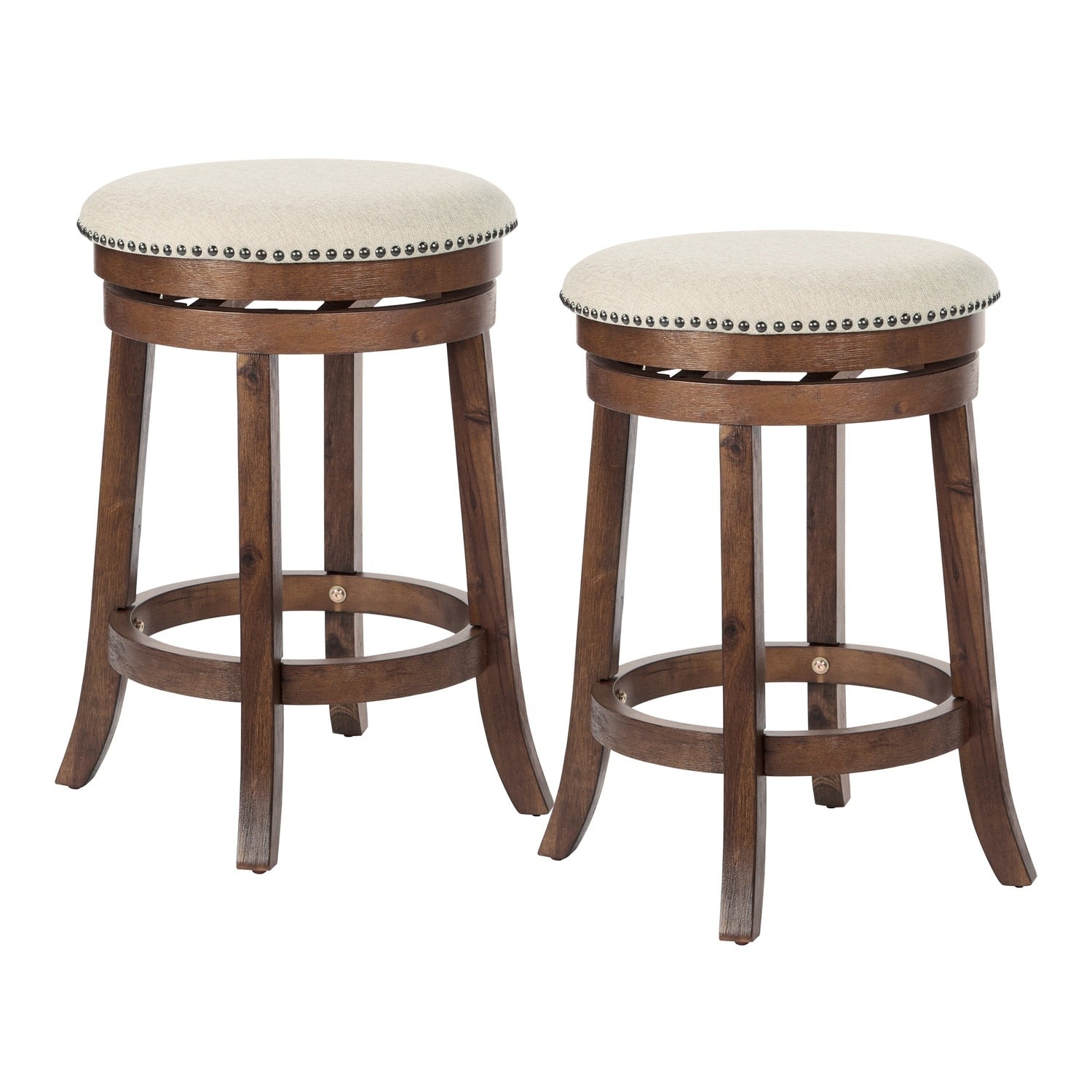 24.5 In.H Brown Finish Low Back Wood Frame Barstool Wood Seat Set Of 2 26