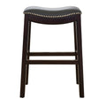 24.5 In.H Gray Finish Low Back Wood Frame Barstool Wood Seat Set Of 1 26
