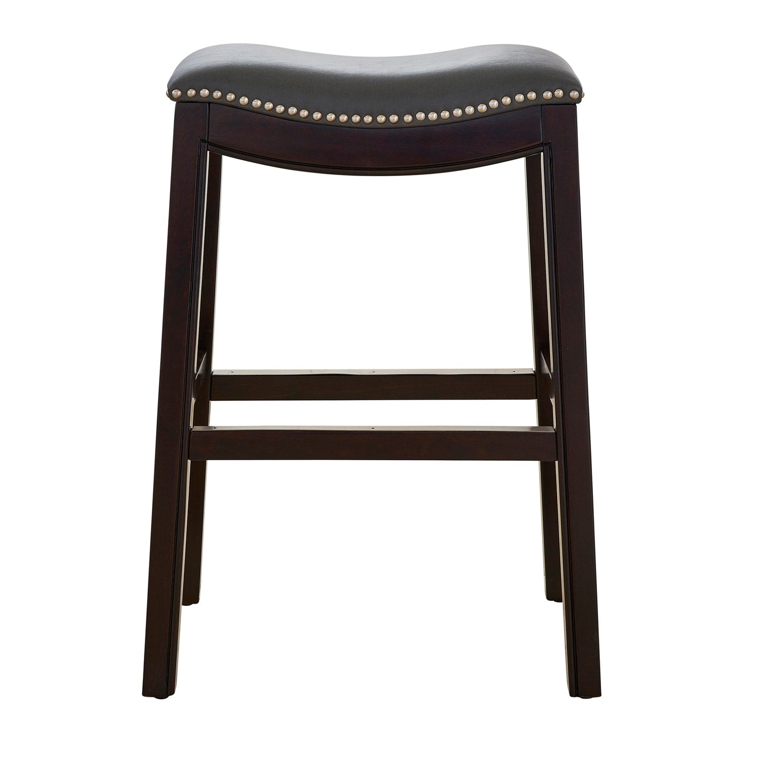 24.5 In.H Gray Finish Low Back Wood Frame Barstool Wood Seat Set Of 1 26
