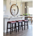 24.5 In.H Red Finish Low Back Wood Frame Barstool Wood Seat Set Of 1 26