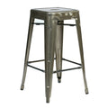 24.75 In.H Gray Finish Low Back Metal Frame Barstool Wood Seat Set Of 1 26.25
