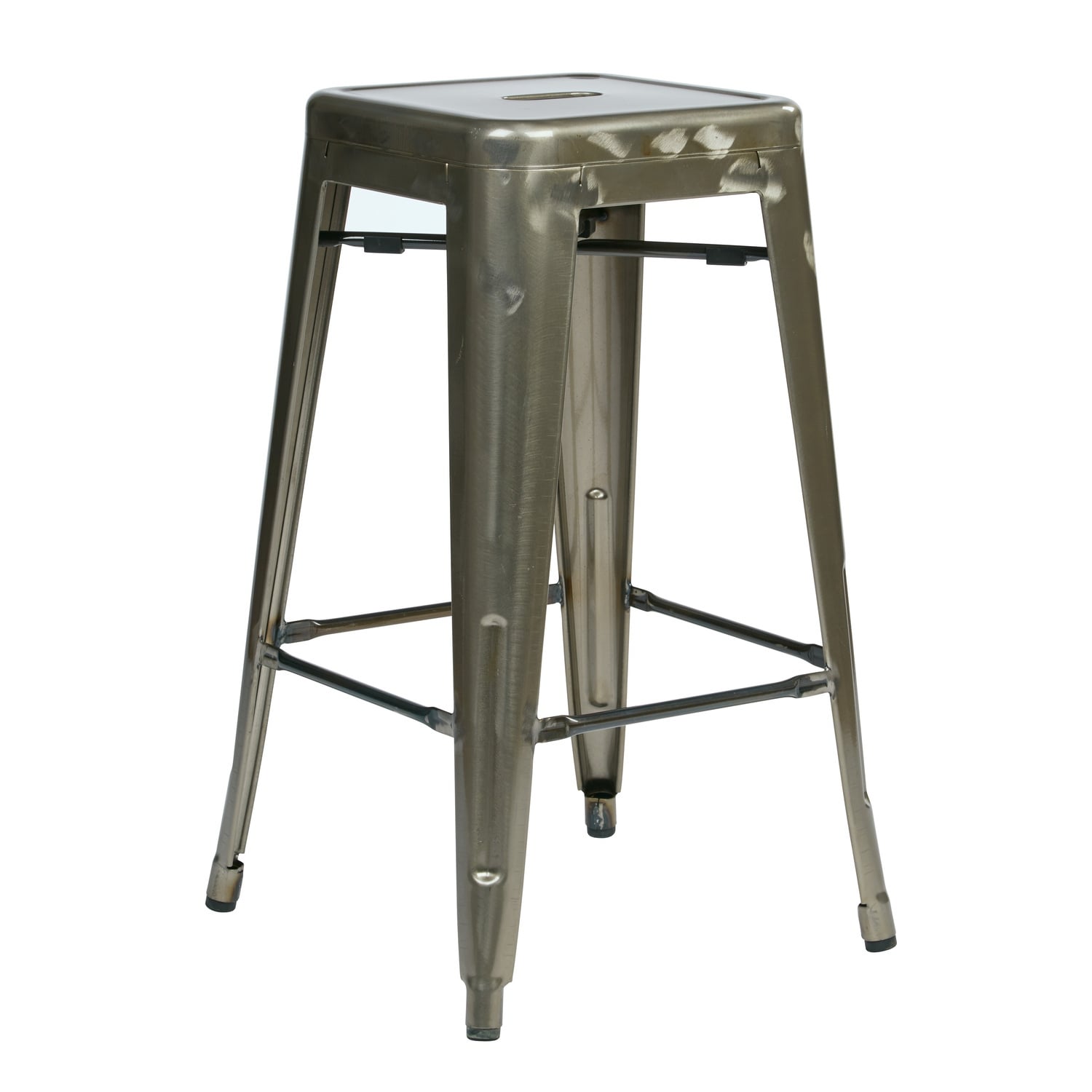 24.75 In.H Gray Finish Low Back Metal Frame Barstool Wood Seat Set Of 1 26.25