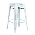24.75 In.H White Finish Low Back Metal Frame Barstool Wood Seat Set Of 1 26.25