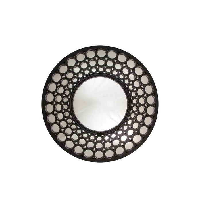 24.75 Glamorous Cascading Orbs Black Framed Round Wall Mirror