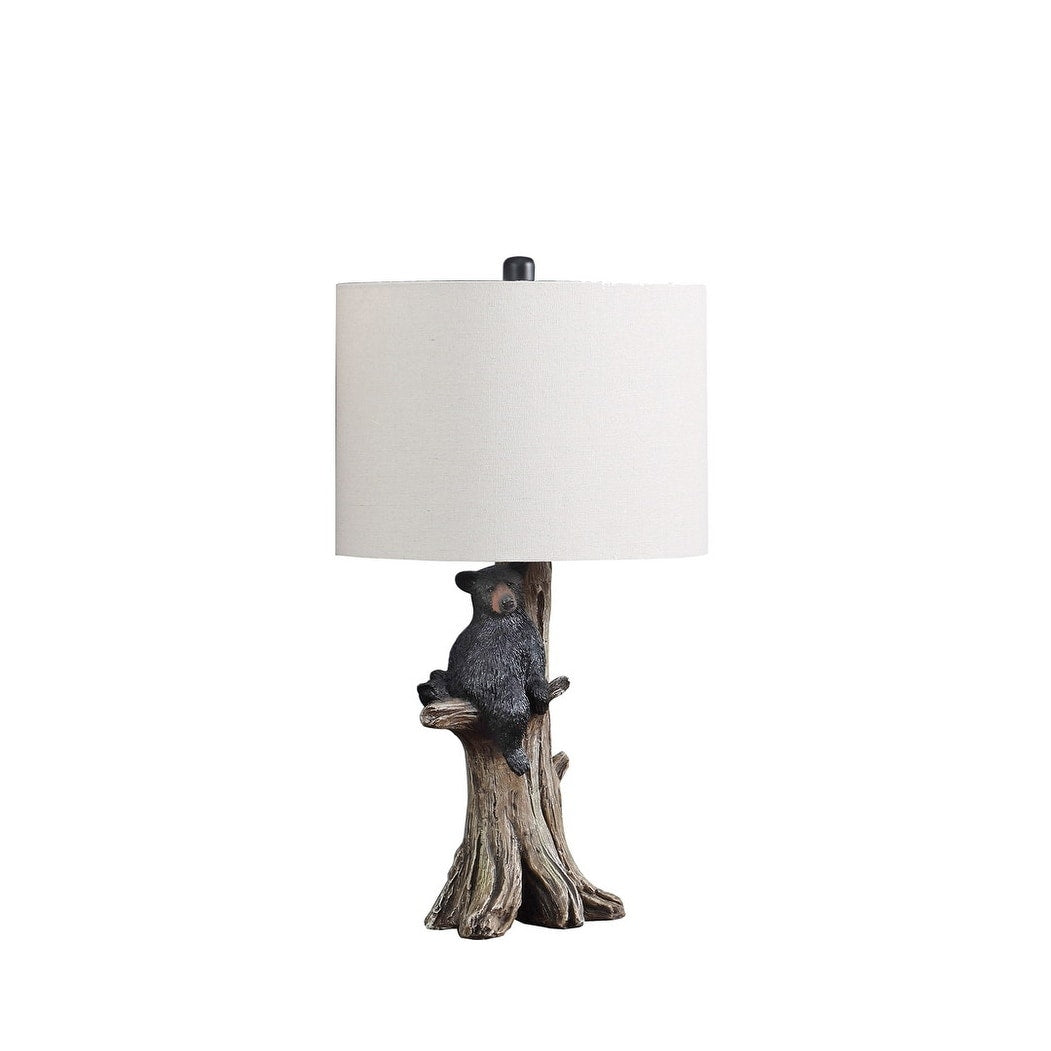 24.75 In Black Bear On A Tree Polyresin Table Lamp