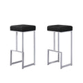 24.9 In. H Black Finish Backless Metal Bar Stool With Faux Leather Square Seat Set Of 2
