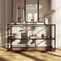 247 Shop At Home Aureum Modern 1 Shelf Sofa Table With Sunburst Base And Tempered Glass Top