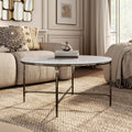247 Shop At Home Aureum Modern Hammered Dark Bronze Metal White Genuine Marble Coffee Table With X Brace
