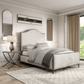 247 Shop At Home Lalia Modern 2 Piece Upholstered Hammered Metal Camelback Bedroom Set With Nightstand