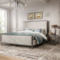 247 Shop At Home Lalia Modern 2 Piece Upholstered Hammered Metal Panel Bedroom Set With Nightstand