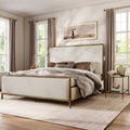 247 Shop At Home Lalia Modern 3 Piece Upholstered Hammered Metal Panel Bedroom Set With 2 Nightstands
