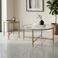247 Shop At Home Lalia Modern Hammered Metal 2 Piece Round Coffee Table Set