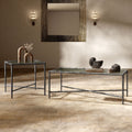 247 Shop At Home Lalia Modern Hammered Metal 2 Piece X Brace Coffee Table Set
