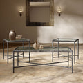 247 Shop At Home Lalia Modern Hammered Metal 3 Piece X Brace Coffee Table Set
