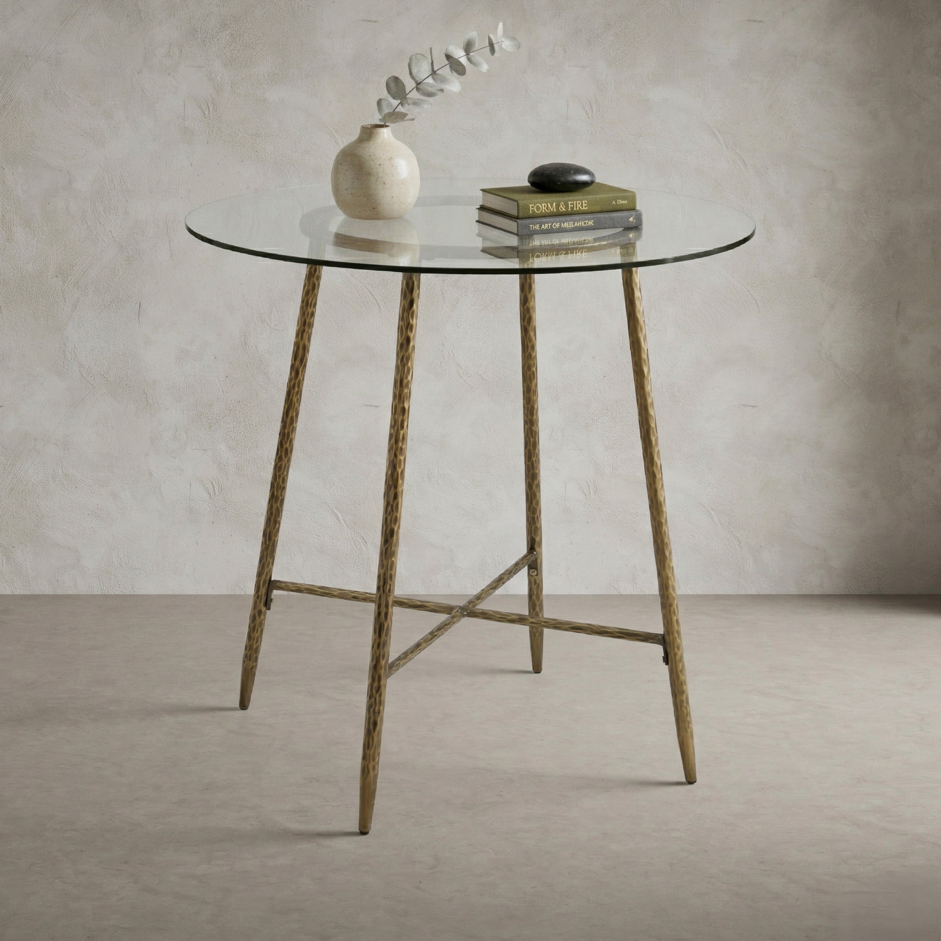 247 Shop At Home Lalia Modern Hammered Metal X Brace Counter Height Dining Table