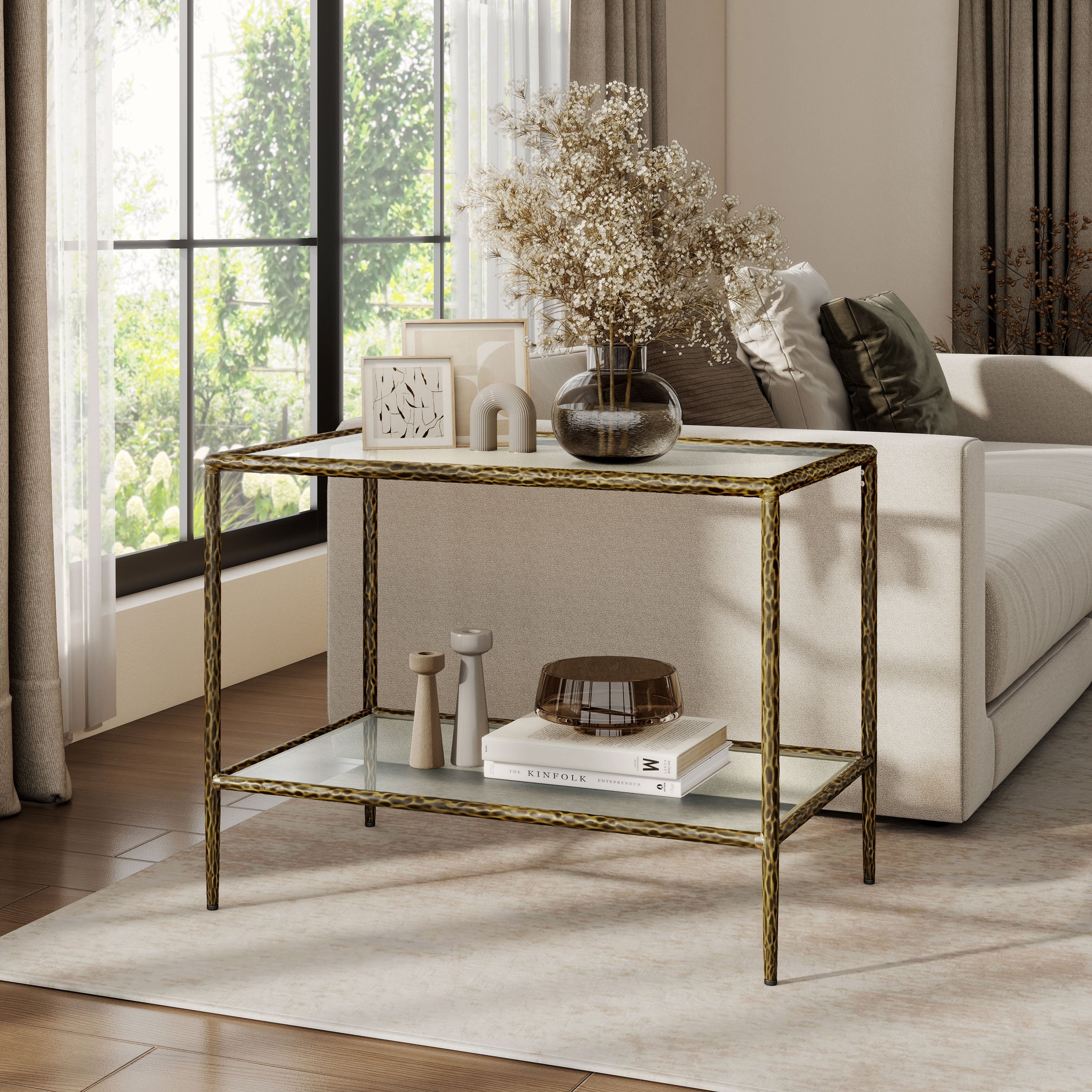 247 Shop At Home Lalia Modern Textured Metal 1 Shelf End Table