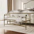 247 Shop At Home Lalia Modern Upholstered 48 Inch Metal Accent Bench With Roll Arms