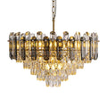 24 11 Light Modern Brass Round Crystal Chandelier 6 Tier Crystal Pendant Light For Dining Room 24In.