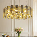 24 8 Light Modern Round Crystal Chandelier 2 Tier Clear Smoked Gray K9 Crystal Pendant Light For Dining Room Living Room