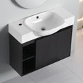 24 26 28 Plywood Water Resistant Wall Mounted Bathroom Vanity With Ceramic Sink And Soft Close Door