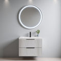 24 30 36 48 Mdf Water Resistant Wall Mounted Fluted Bathroom Vanity With Ceramic Sink And Drawers