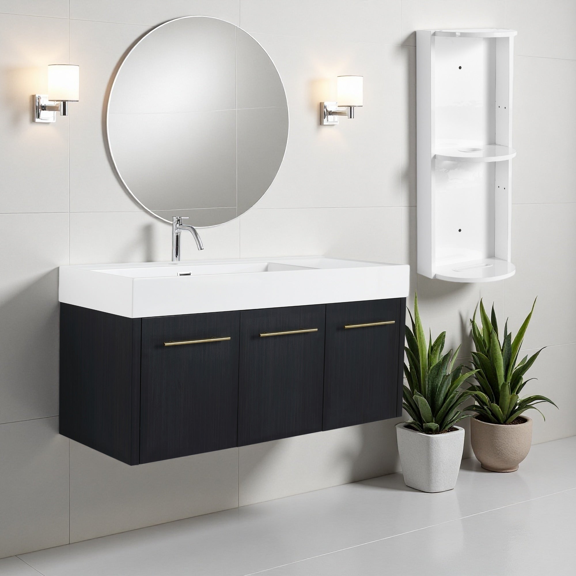 24 48 Plywood Water Resistant Floating Bathroom Vanity Combo With Soft Close Doors And Storage Rack