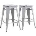 24 Backless Modern Light Weight Industrial Contemporary Metal Bar Stools Without Back And 4 Leg Design Set Of 2
