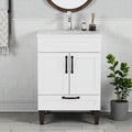 24 Bathroom Vanity Cabinet With 2 Doors And Drawers Soft Close Hinges Black Metal Handles And Feet