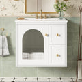 24 Bathroom Vanity Set Wall Mounted For Small Space Bathroom Cabinet With Ceramic Sink 2 Drawers And 1 Soft Close Door