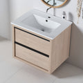 24 Bathroom Vanity With 2 Soft Close Drawers White Ceramic Basin Eco Friendly Plywood Base Easy Assembly