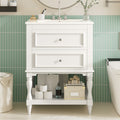 24 Bathroom Vanity With Ceramic Sink Bathroom Storage Cabinet With Open Shelf Retro Design Bathroom Cabinet With 2 Drawers