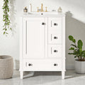 24 Bathroom Vanity With Integrated Ceramic Sink Soft Close Drawers And Door Cabinet With Door Storage Rack