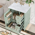 24 Bathroom Vanity With Sink And Drawers Green Freestanding Vanity Cabinet With Ceramic Top And Storage Shelves