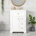 24 Bathroom Vanity With Sink 3 Drawers And Cabinet With Door Storage Rack Mdf And Pine Wood Modern Design