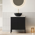 24 Bathroom Vanity With Sink Freestanding Bathroom Storage Cabinet With 2 Doors Black Bowl Ceramic Basin With Stone Pattern