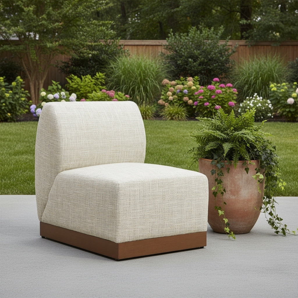 24 Beige Aluminum Outdoor Accent Chair