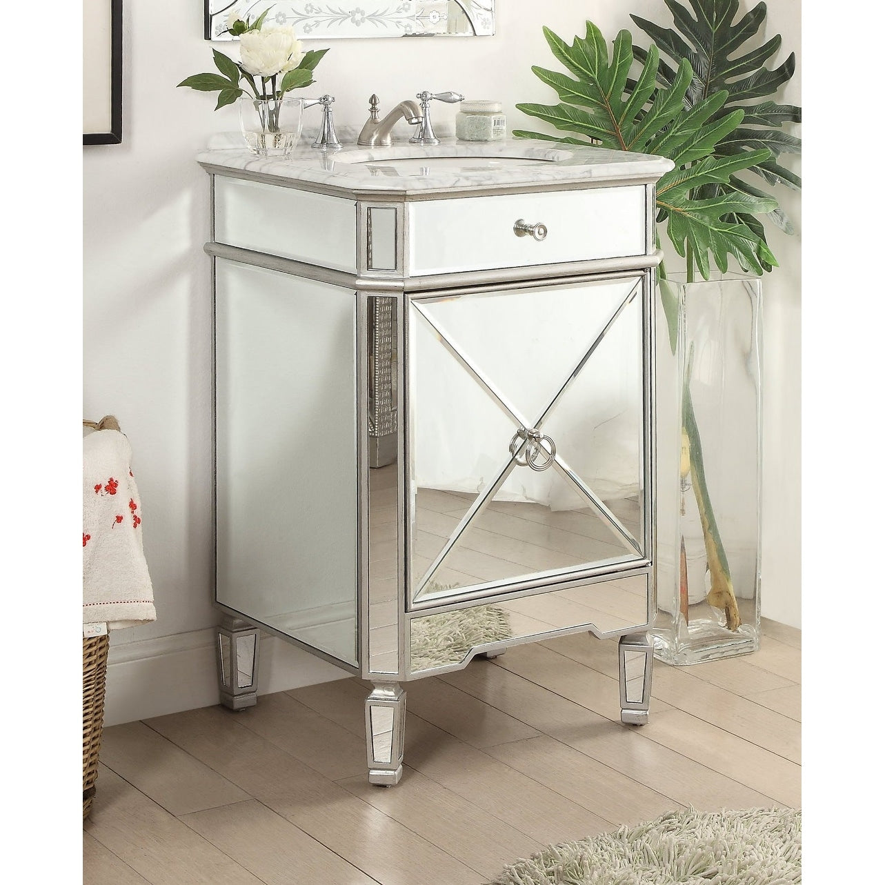 24 Benton Collection Asger Powder Room Silver Bathroom Vanity