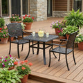 24 Black Square Metal Outdoor Bistro Table With Umbrella Hole