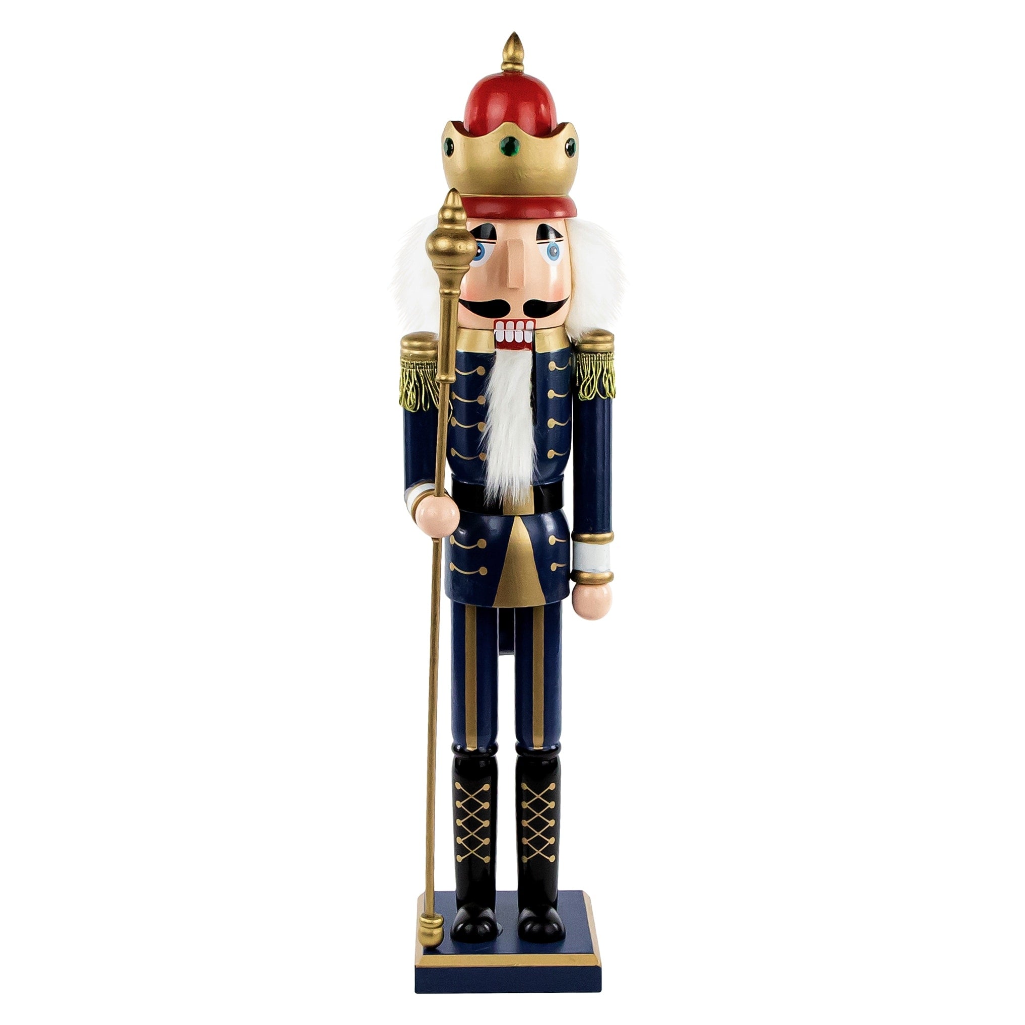 24 Blue Wooden Christmas Nutcracker King With Scepter