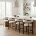 24 Boucle Upholstered Counter Stools With Arms Set Of 4