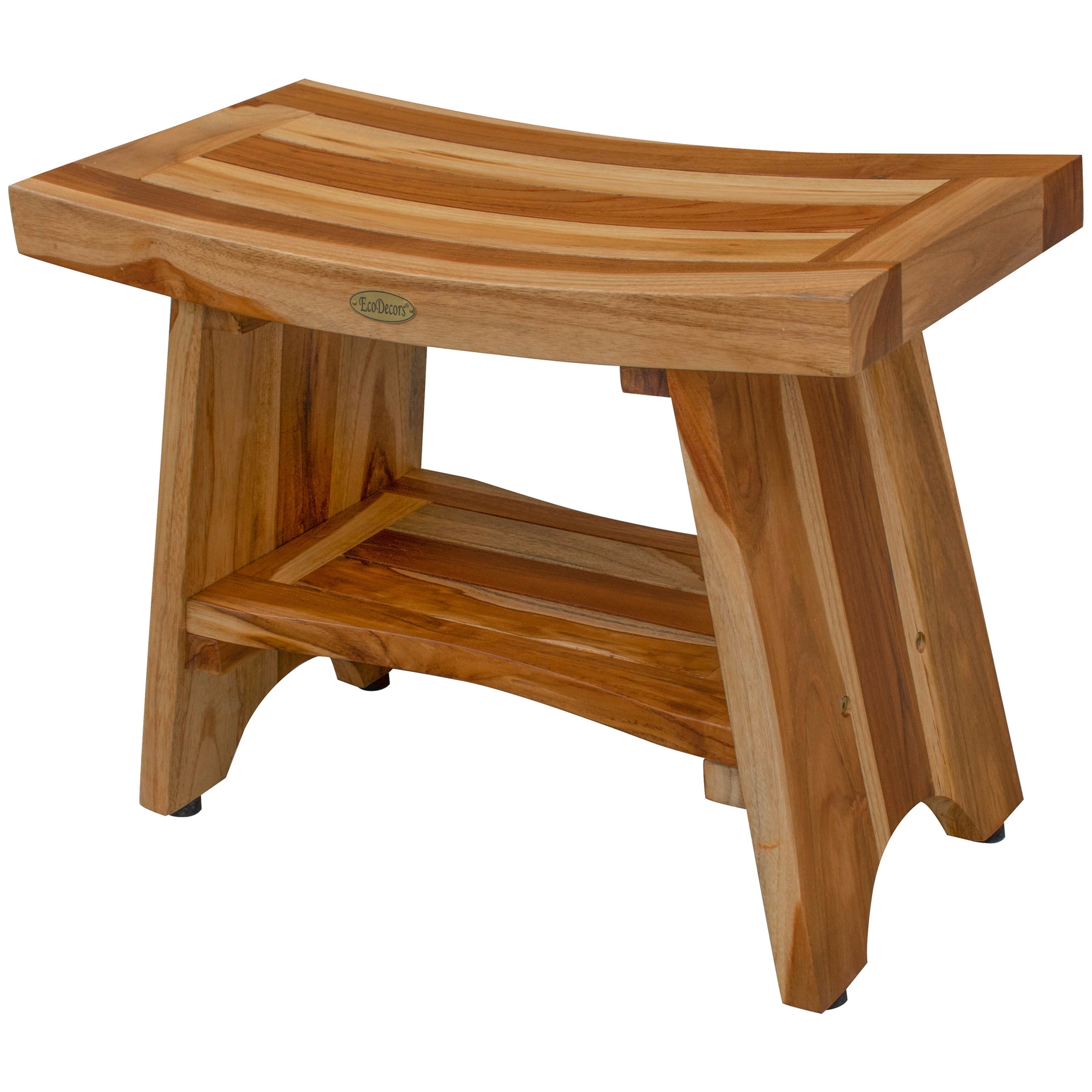 24 Ecodecors Earthyteak Serenity Shower Bench With Storage Shelf Earthyteak Finish