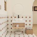 24 Floating Bathroom Vanity With Marble Vessel Sink Wall Mounted Vanity With Open Shelf Storage Space Saving Modern Design