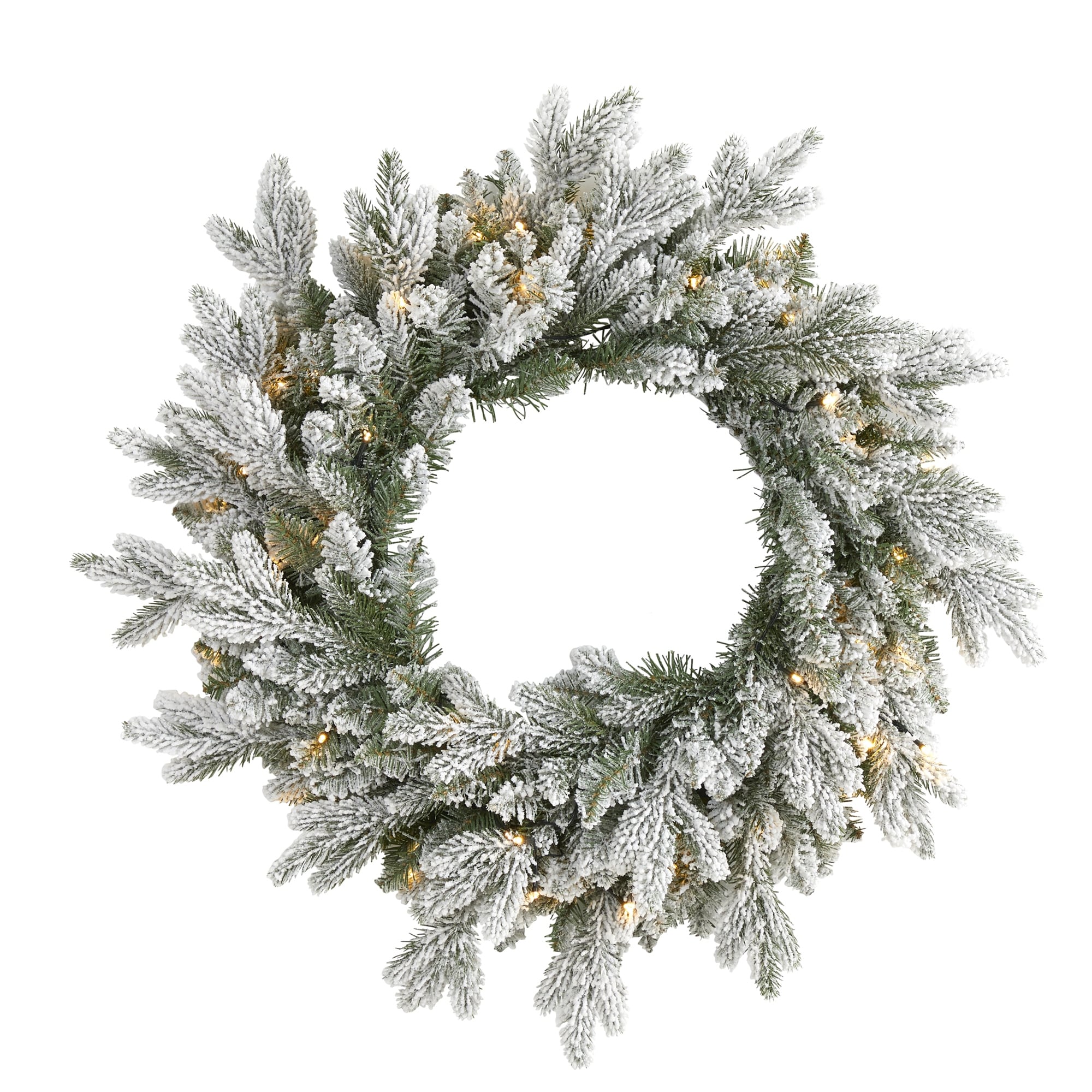 24 Flocked Christmas Wreath With 50 Led Lights