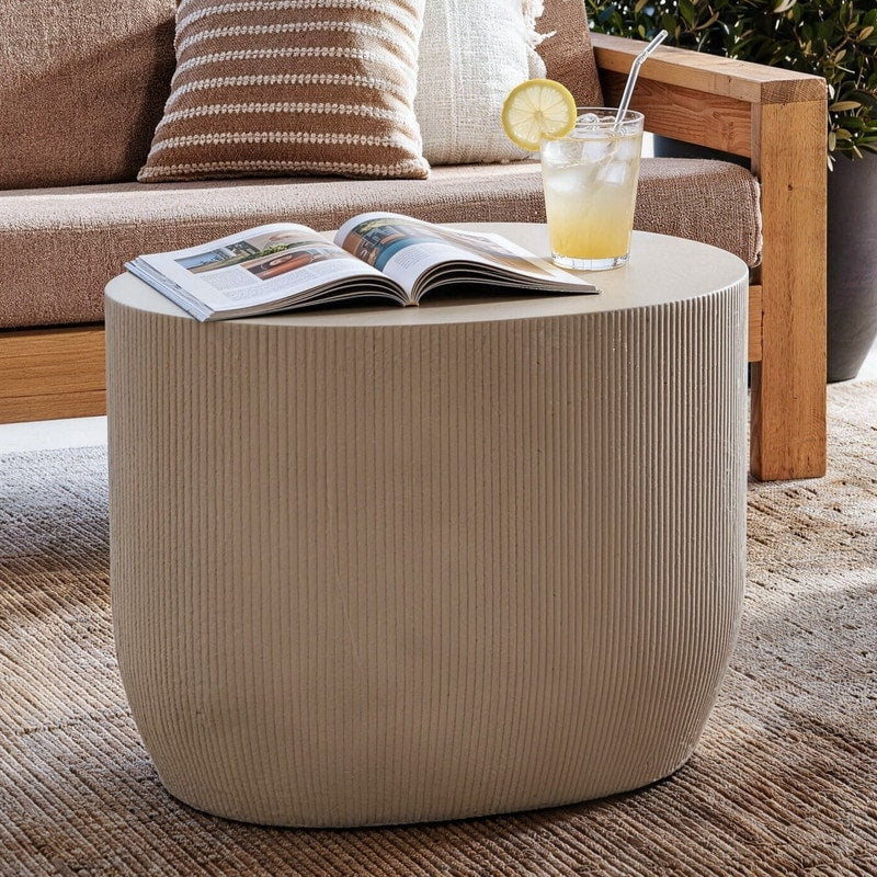 24 Fluted Mgo Modern Round Accent Table