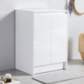 24 Freestanding Bathroom Storage Cabinet 2 Soft Close Doors Glossy White Kd Packing