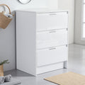 24 Freestanding Bathroom Storage Cabinet 3 Soft Close Drawers Glossy White Kd Packing