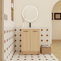24 Freestanding Bathroom Vanity With Resin Sink Double Door Storage Kd Ready To Assemble Black Brushed Aluminum Handles