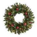 24 Frosted Christmas Wreath With 50 Warm White Led Lights