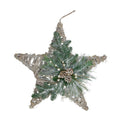 24 Frosted Mixed Pine Twig Hanging Star Christmas Wall Decoration